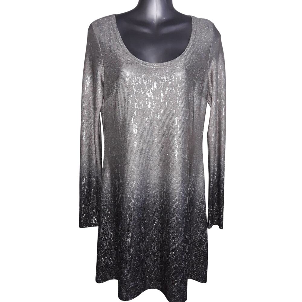 NWT Joseph Ribkoff Sz 6 Silver, Grey Black Ombre Tunic Sheath Dress 6